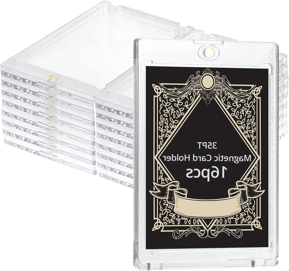 Allecto plus - 16 stuks magnetische ruilkaarthouders | Acryl kaarthoezen met UV-bescherming | Voor standaardkaarten, sportkaarten, speelkaarten